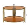 Kumasinova 31.5" Round Tempered Glass Coffee Table with Golden Metal Frame,2-Tier Luxury Center Table for Living Room,120lbs Max,Brown - 2 of 4