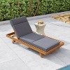Okak Premium Acacia Patio Chaise Lounge with Wide Base&Water-Resistant Cushion,5.75"Thick Outdoor Long Chair Pool Chaise for Deck,Poolside - 2 of 4
