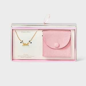 14K Gold Dipped Cubic Zirconia "Mrs" Pendant Necklace - Gold - 1 of 4