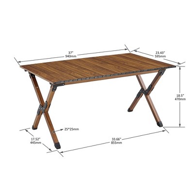 Brown and Beige Aluminum Folding Camping Table