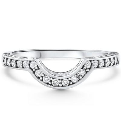 Pompeii3 1/4ct Notched Wedding Ring Curved Antique Like Enhancer