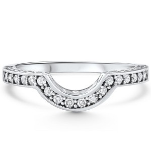 Pompeii3 1/4ct Notched Wedding Ring Curved Antique Like Enhancer - 1 of 4
