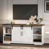 Homhougo Farmhouse TV Stand for 65 Inch TV, Entertainment Center with Storage and Sliding Barn Doors(White) White - 2 of 4
