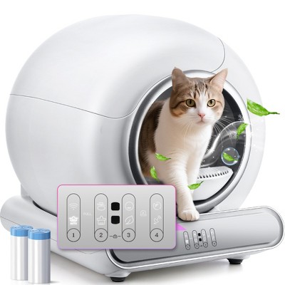 Self-Cleaning Automatic Cat Litter Box with Lid & Enclosure, XL 65L+9L for Multiple Cats, Smart APP Control, Low-Odor Liners, Quiet & Safe for Home