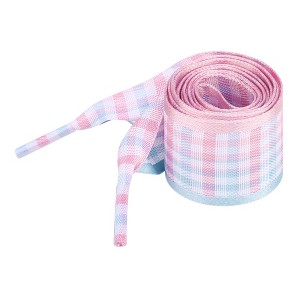 INSPIRE CHIC Wide Flat Checkered Fabric Ribbon Plaid Fantastic Shoe Laces for Sneaker Sport Shoes 2 Pairs - 1 of 4