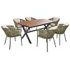 7 Pieces Patio Dining Set,Garden Furniture Rectangular Wood Dining Table and Rope Back Upholstered Chairs,Outdoor Garden Dining Set-Coolbibila - 3 of 4