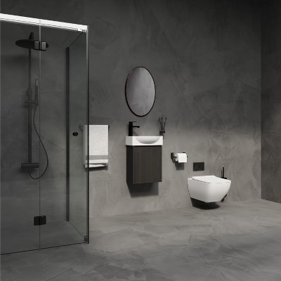 Grungis Modern Floating Bathroom Vanity Sink Combo with 1 Drawer,Modern Small Bathroom Sink Cabinet Set with Ceramic Basin