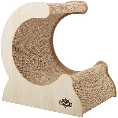 PETMAKER Cat Scratching Post- Wood and Cardboard Incline Vertical Scratcher Station for Kittens and Large Cats, Furniture Scratch Deterrent
