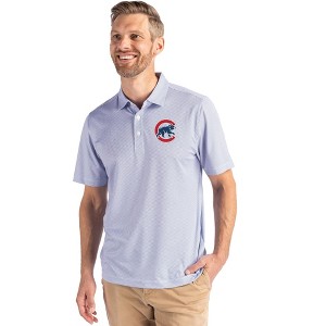 Chicago Cubs Cutter & Buck Pike Eco Symmetry Print Stretch Recycled Mens Polo - 1 of 1