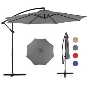 HANPURE 9.8FT Offset Patio Umbrella, Cantilever Sun Shade with Tilt, 8 Ribs, UV Protection for Backyard, Lawn, Garden, Pool - 1 of 4