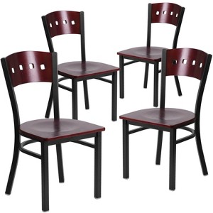 Flash Furniture 4 Pk. Hercules Series Black Decorative 4 Square Back Metal Restaurant Chair - 1 of 1