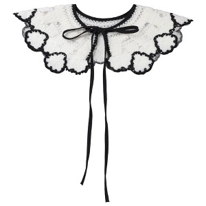 Elerevyo Women Lace Embroidery Knit Detachable Fake Peter Pan Collar Little Shawl for Blouse 1Pc - 1 of 4