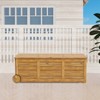 WELLFOR 48gal Patio Rolling Wooden Deck Storage Box with 2 Wheels and Side Handle - 3 of 4