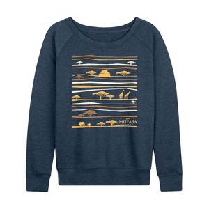 Women's - The Lion King - Line Pattern Lightweight French Terry Wide Neck Long Sleeve Shirt - 1 of 4