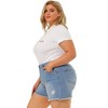 Agnes Orinda Women's Plus Size Denim High Waisted Raw Hem Stretched Distressed Lounge Jean Shorts - 3 of 4