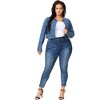 Agnes Orinda Women's Plus Size Cropped Long Sleeve Trendy Fashion Denim Jean Jackets - 3 of 4
