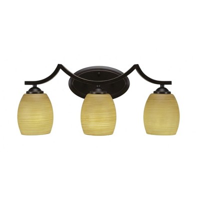 Toltec Lighting Zilo 3 - Light Vanity in  Dark Granite with 5" Cayenne Linen Shade