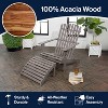 Saranac 2-Piece Traditional Rustic Acacia Wood Adirondack Chair with Detachable Ottoman- JONATHAN Y - 3 of 4