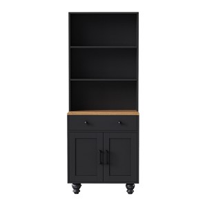 TiramisuBest Farmhouse Storage Cabinet with Adjustable Shelves & Anti-Tip Kit – Rustic 5-Tier Bookshelf for Kitchen, Living Room, or Nursery - 1 of 4