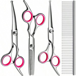 BABYYER Professional Dog Grooming Scissors Kit, Titanium Coated Dog Scissors for Grooming, 3 in1 Grooming Shears Kit - 1 of 4