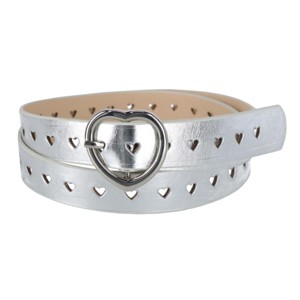 CTM Women's Metallic Heart Punched Belt with Heart Buckle - 1 of 4