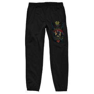 Batman V Superman Dawn Of Justice 2 Heroes in Fight Position Men's Black Jogger Sweatpants - 1 of 1