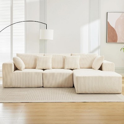 108" Sectional Couch Cloud Modular Modern L-Shaped Sofa with Chaise Lounge, Corduroy Fabric, No Assembly Required