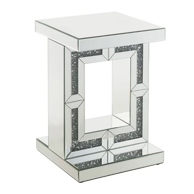 16" Mirrored Glass and Faux Diamond Accent Table