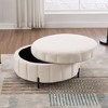 Lyngins Velvet Storage Ottoman with Reversible Lid, Round Ottoman Coffee Table with Adjustable Metal Legs, Channel Tufted Pumpkin-shape Footstool - 3 of 4