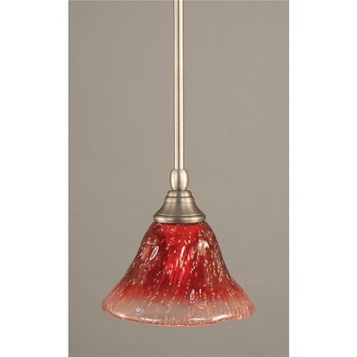 Toltec Lighting Any 1 - Light Pendant in  Brushed Nickel with 7" Raspberry Crystal Shade