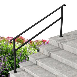FUFU&GAGA Sturdy Outdoor Stair Handrail �?Iron Rail for 4 to 5 Steps �?Ideal for Home, Porch, and Patio Safety - 1 of 4