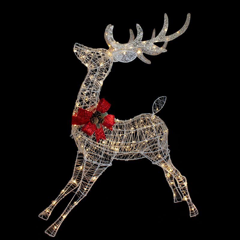 Northlight 56" LED Lighted Reindeer with Glitter Bow Outdoor Christmas Decoration, 3 of 7