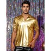 INSPIRE CHIC Men's Short Sleeves Stand Collared Shiny Disco Party Metallic T-Shirt - 2 of 4