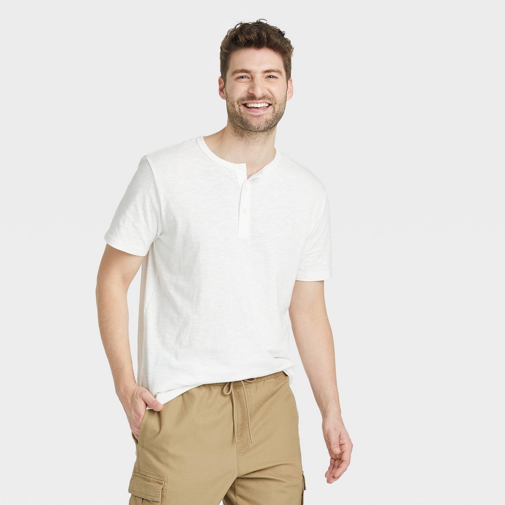 Men's Short Sleeve Henley Shirt - Goodfellow & Co™ White M