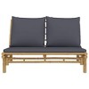 vidaXL Patio Bench with Dark Gray Cushion, Bamboo - 4 of 4