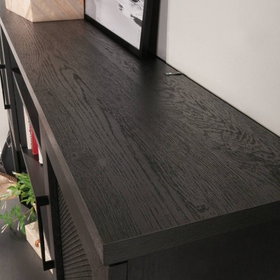 Raven Oak Large Hutch with Rattan Inserts