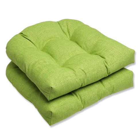 Outdoor 2 Piece Wicker Chair Cushion, Lime Green Kitchen Chair Cushions