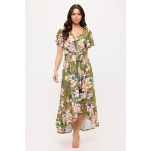WEST K Women's Georgia Faux-Wrap Maxi Dress with High-Low Hem and Tie Waist - 1 of 4
