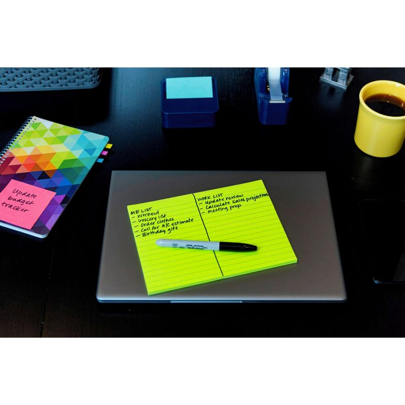 Post-it Super Sticky Large Lined Notes, 8 x 6 Inches, Energy Boost, Pack of 4, 2 of 6