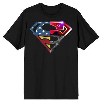 Superman Four Way Logo Men's Black T-shirt
