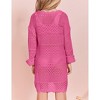 Girls Crochet Beach Cover Ups Round Neck Above Knee Length Cover Up Sheer Dress - 2 of 4