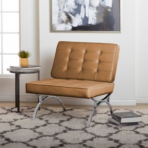 Studio Designs Home Newel Modern Accent Chair Blended Leather and Chrome Metal Frame - 1 of 4