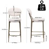 PAGED Velvet Bar Stools Set of 2, 29" H Seat Height Upholstered Bar Chairs with Golden Legs for Home Pub - 3 of 4