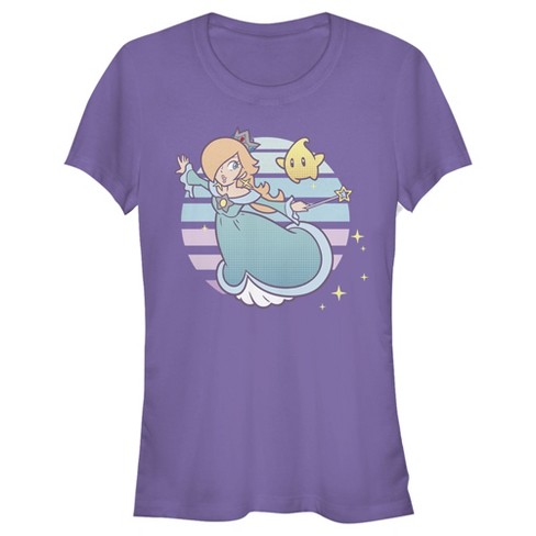 Juniors Womens Nintendo Super Mario Rosalina And Luma Striped Background Portrait T-Shirt - image 1 of 3