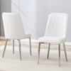 Gulches White Silver Breathable PU Leather Modern Dining Chair with Sturdy Metal Legs Set of 2 - 4 of 4