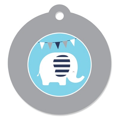 Big Dot of Happiness Blue Elephant - Boy Baby Shower or Birthday Party Favor Gift Tags (Set of 20)