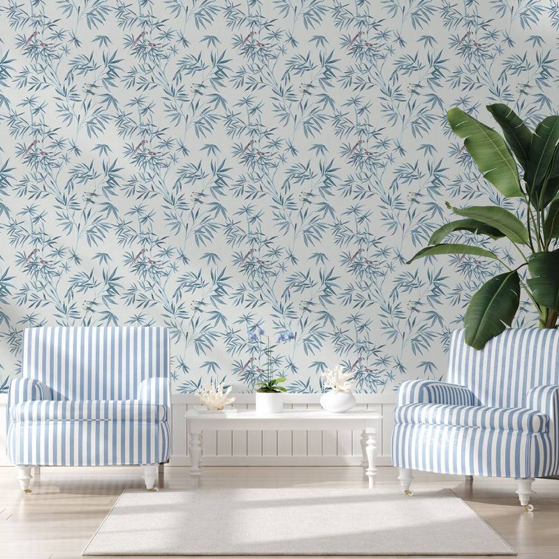 Tempaper &#38; Co. 28 sq ft Bamboo Chinoiserie Mystic Blue Peel and Stick Wallpaper, 5 of 8