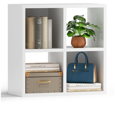 COMHOMA 4/6/8 Wood Cube Storage Shelf, White Wood Bookshelf with Removable Back Panels, Open Back Design for Vertical or Horizontal Placement