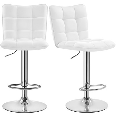 Yaheetech 2pcs Adjustable Modern Faux Leather Swivel Bar Stools, White ...