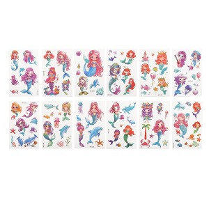 Unique Bargains Realistic Mermaid Temporary Tatto Blue Pink 12 Pcs - 1 of 4